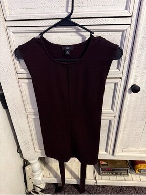 Ann Taylor Plum Sleeveless Knit Tunic with Hem Ties
